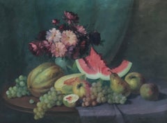 Vintage Still life fruit and flowers