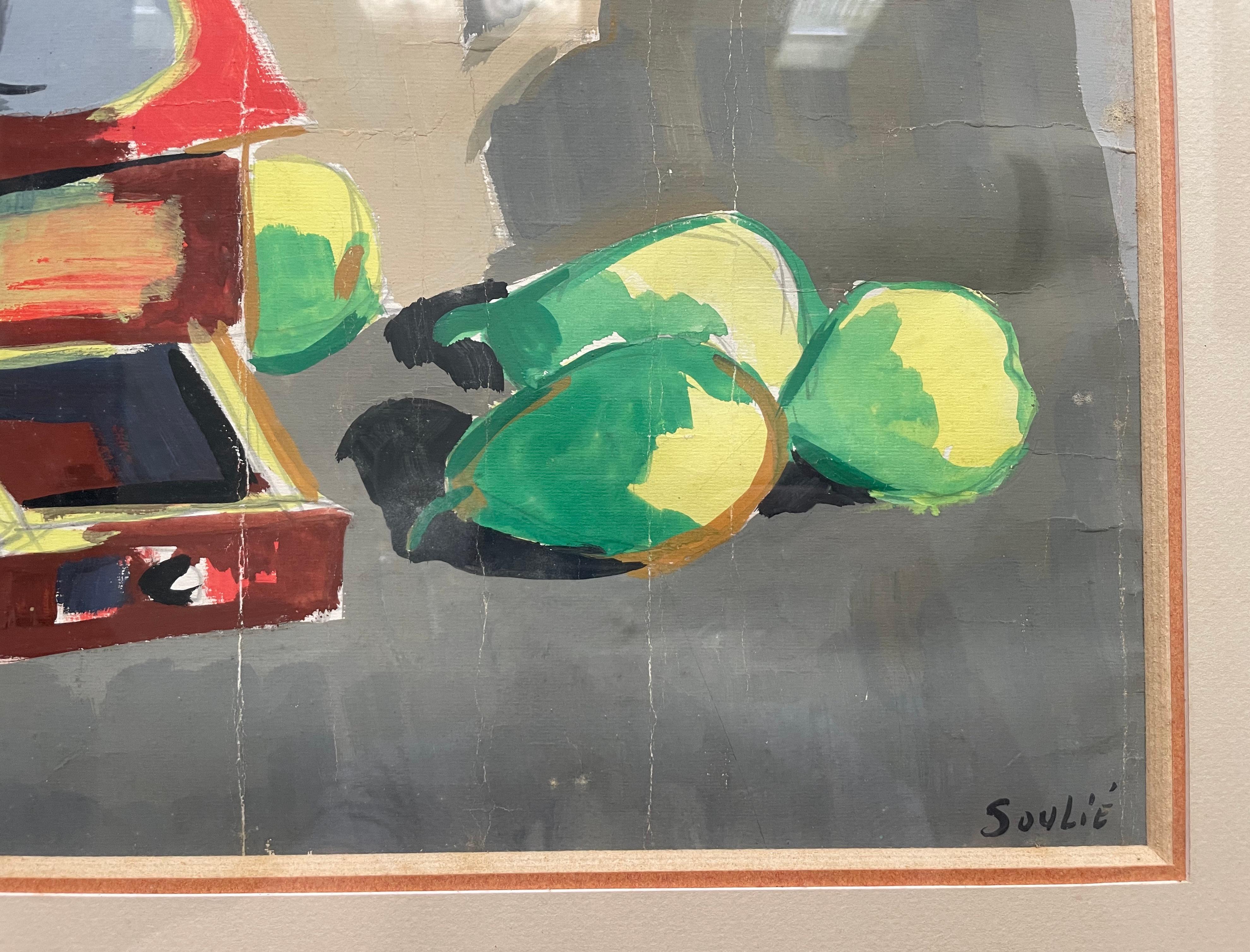 Stillleben, Gouache Signiert Soulié im Angebot 2