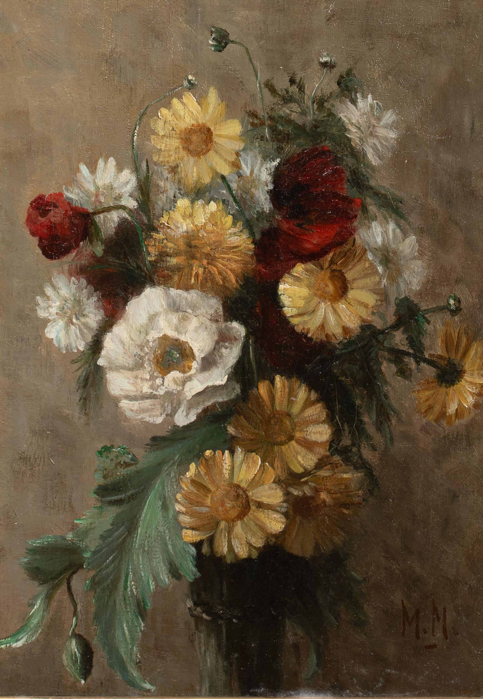 Stillleben mit einem Sommerblumenstrauß, 19. Jahrhundert  von Matthijs MARIS (Braun), Still-Life Painting, von Unknown