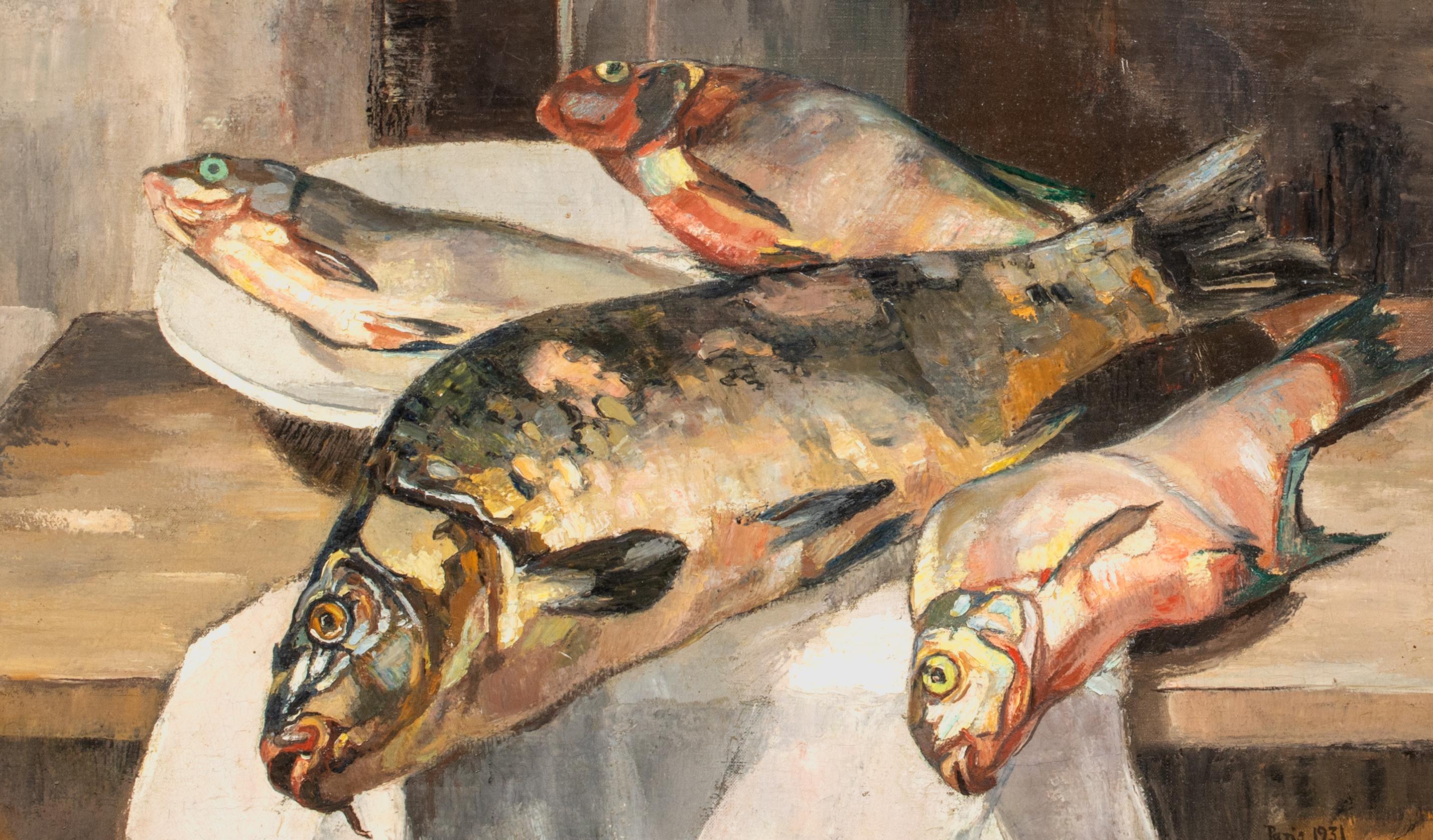 Still Life Of Fish, dates 1931  by Jacques Rothenbach For Sale 3