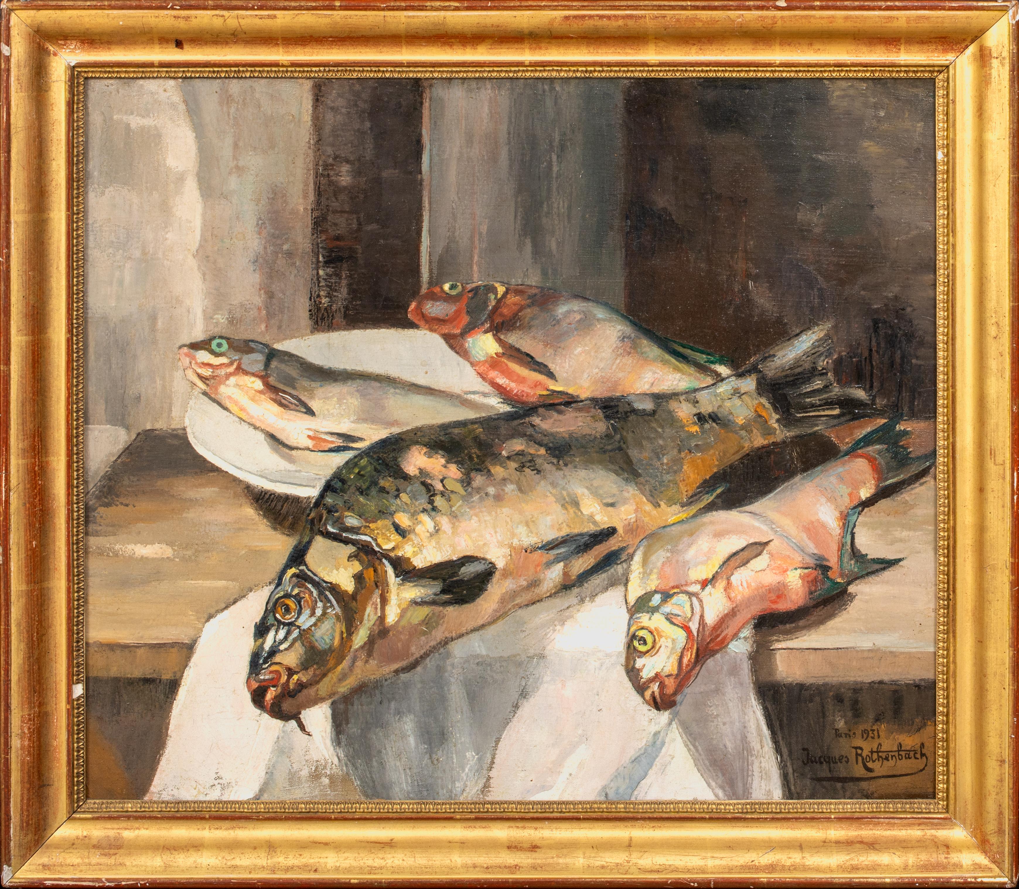 Stillleben mit Fischen, datiert 1931  von Jacques Rothenbach