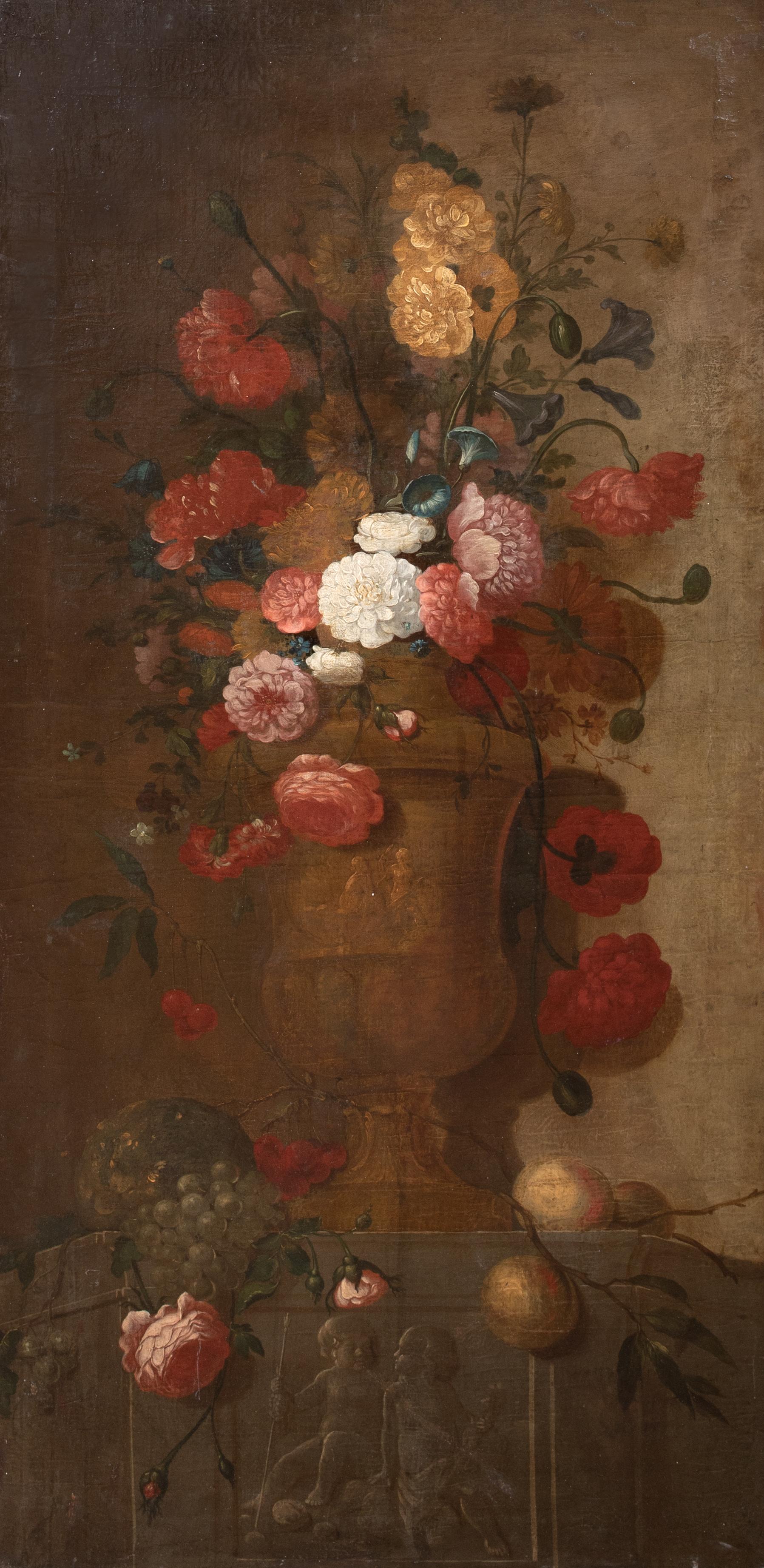 Still Life of Flowers, 17th Century  Dutch School - Brown Still-Life Painting by Unknown