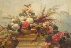 Still Life of Flowers, 19th Century  Huge Circa 1880 French School Study