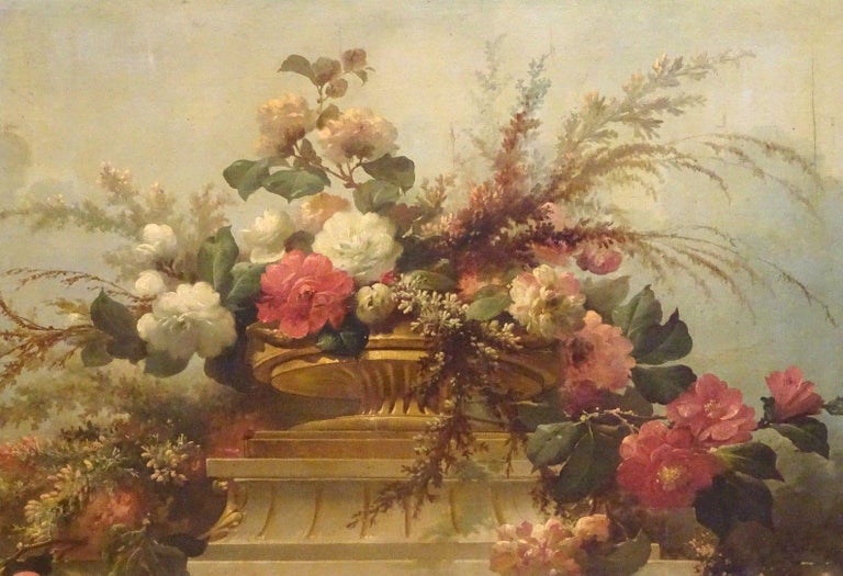 Still Life of Flowers, 19th Century  Huge Circa 1880 French School Study  - Painting by Unknown