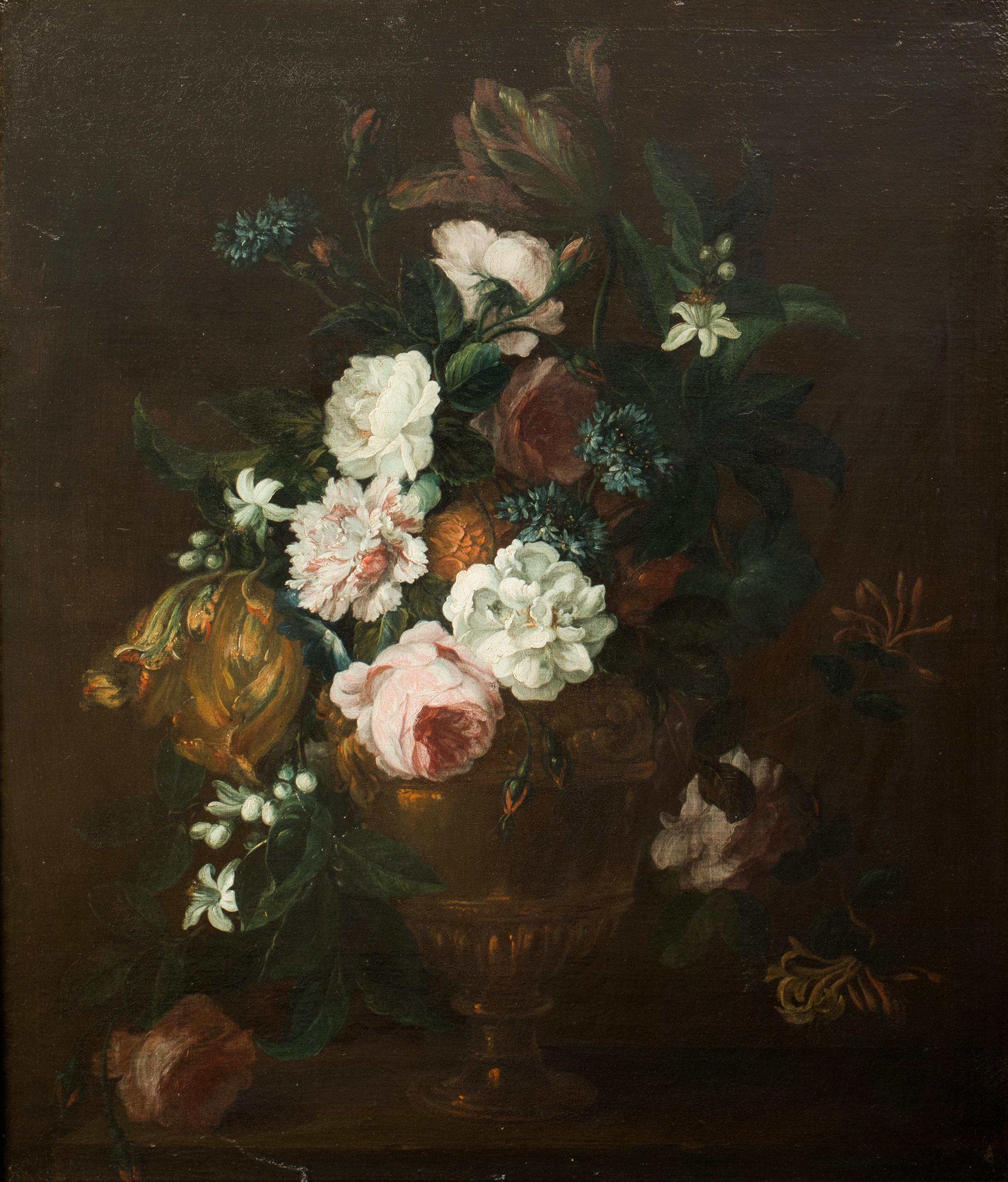 Still Life Of Flowers In An Urn, 17th Century - Painting by Unknown