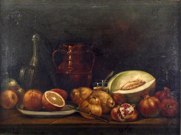 Unknown - "Still Life of Fruit", 18th Century Oil on Canvas, Spanish,  Period Gilt Frame at 1stDibs