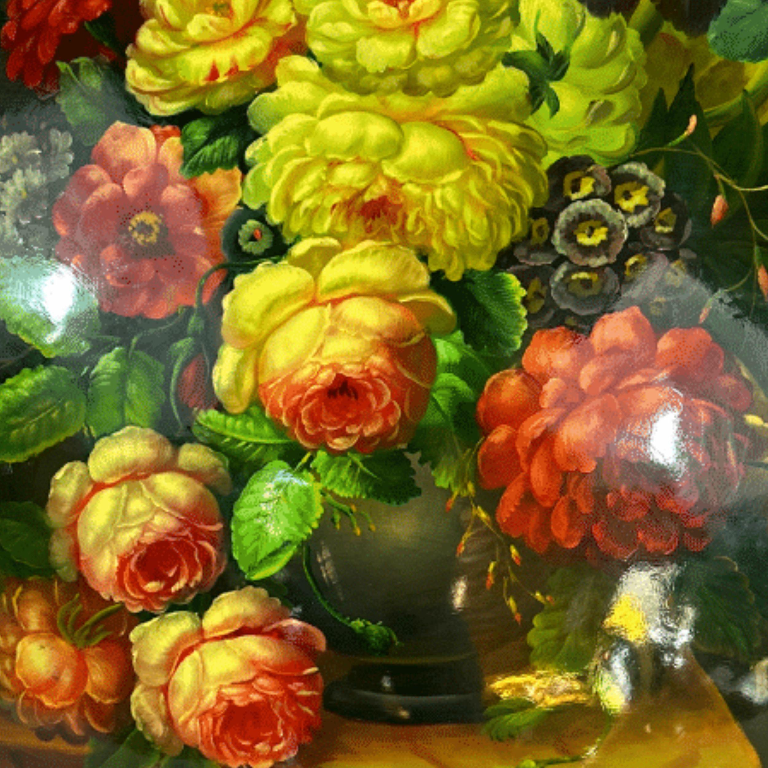 Still Life of Fruit on Table, Gilt Wood Oval Frame with Convex, Hand Painted Oil For Sale 2