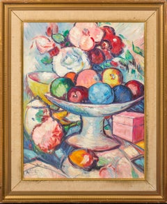 Stilleben mit Früchten und Blumen, um 1930  Signiert „Hunter“ – George Leslie HUNTER