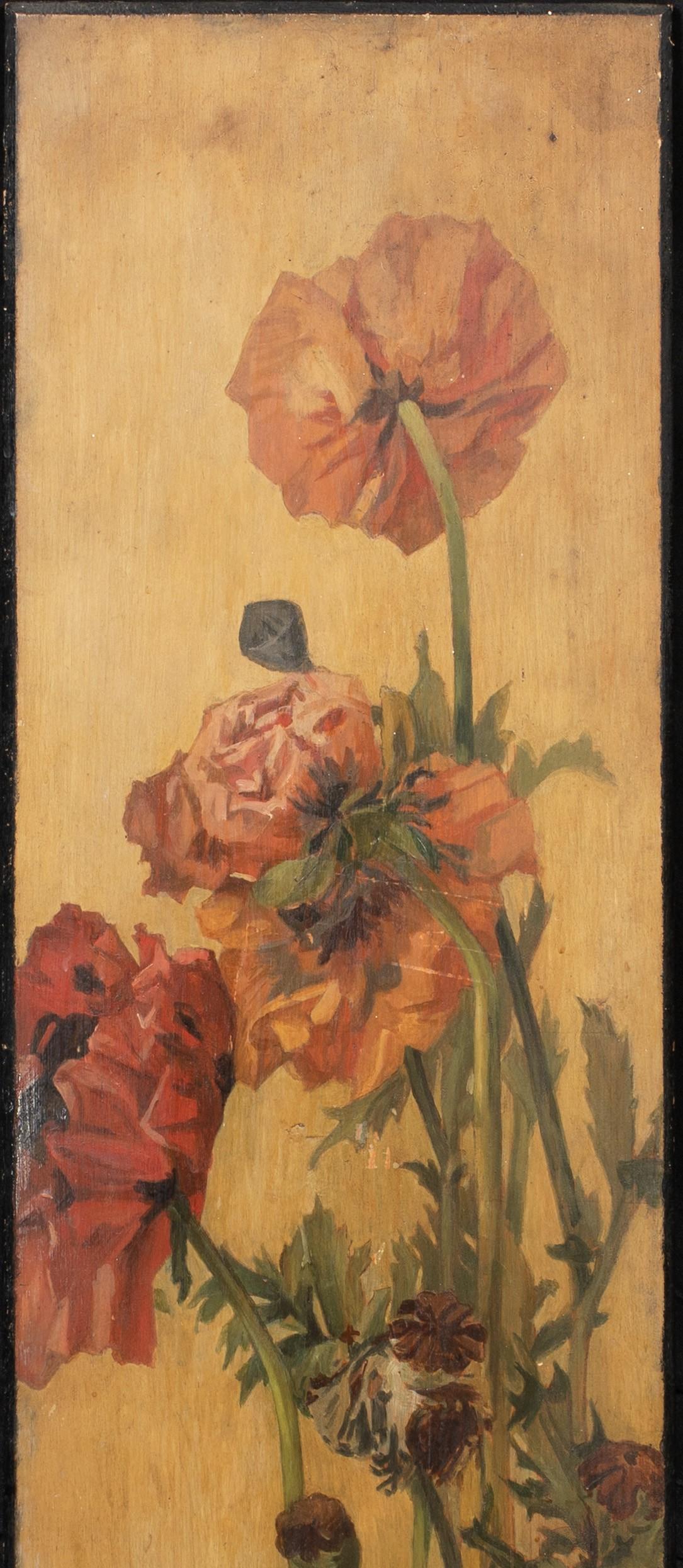 Still Life Of Poppies, 19th Century  - Painting by Unknown