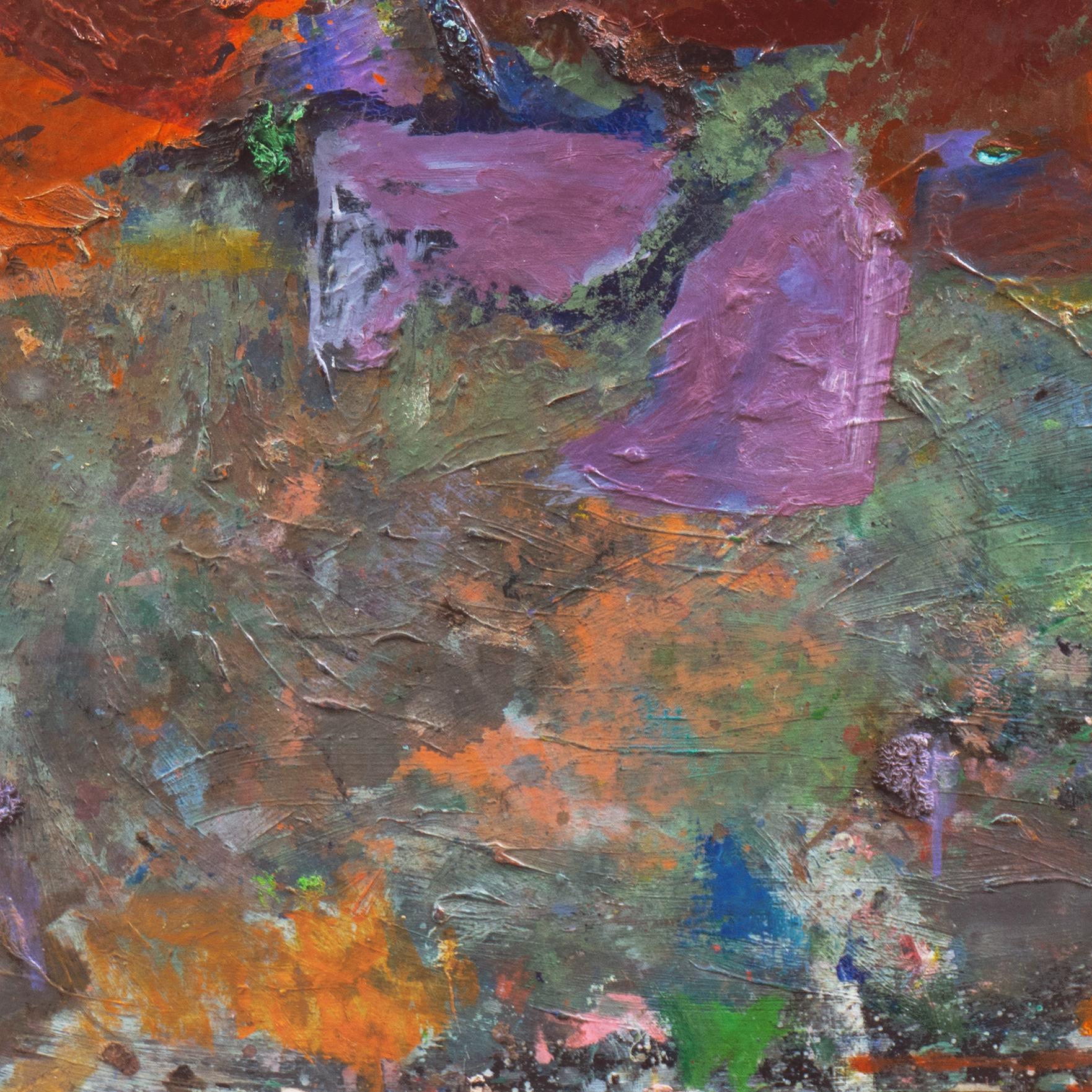 « Still Life of Poppies », huile expressionniste florale de l'école américaine, milieu du siècle dernier en vente 3