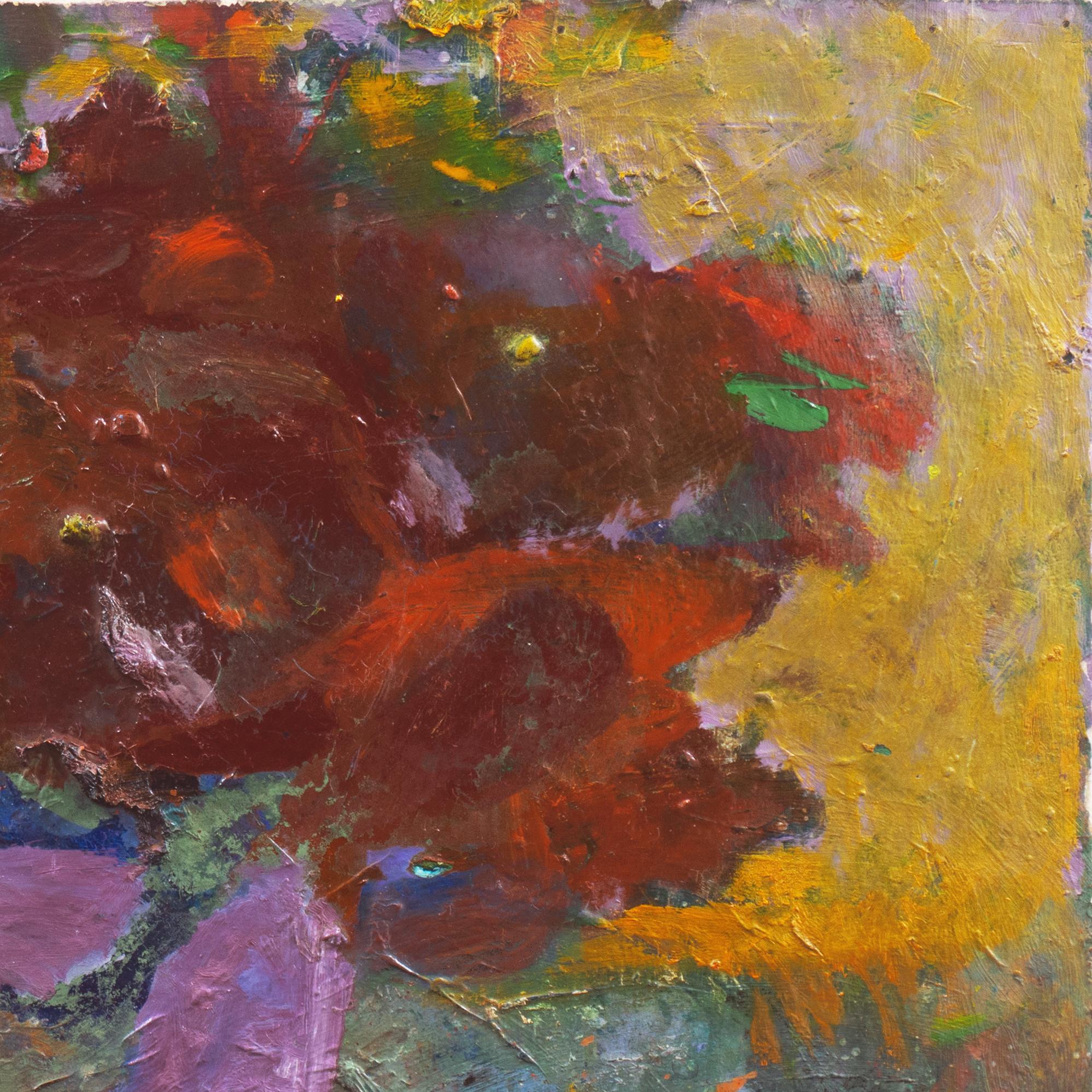 « Still Life of Poppies », huile expressionniste florale de l'école américaine, milieu du siècle dernier en vente 4