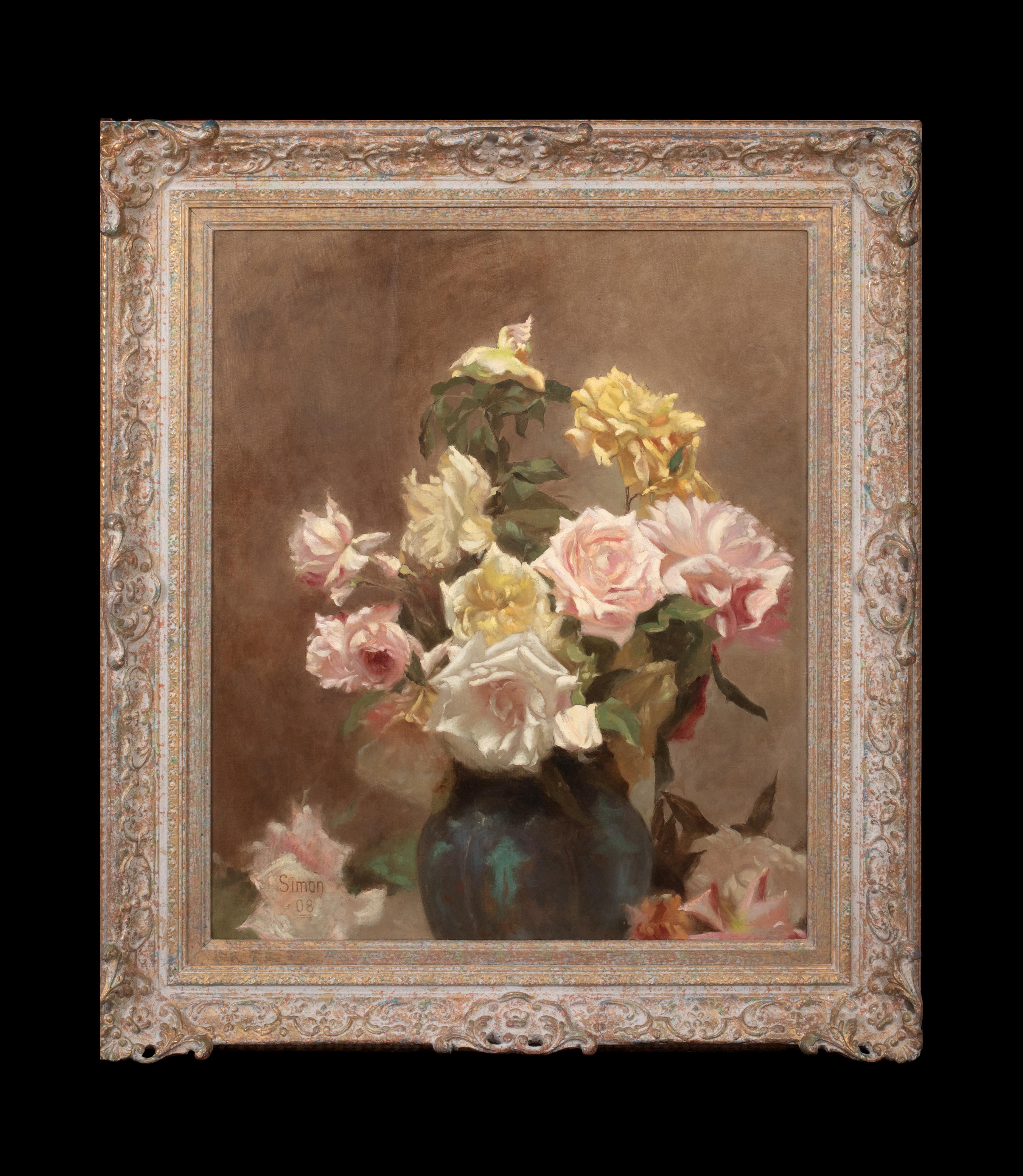 Still Life Of Summer Roses, dated 1908   by LUCIEN SIMON (1861-1905) - Painting by Unknown