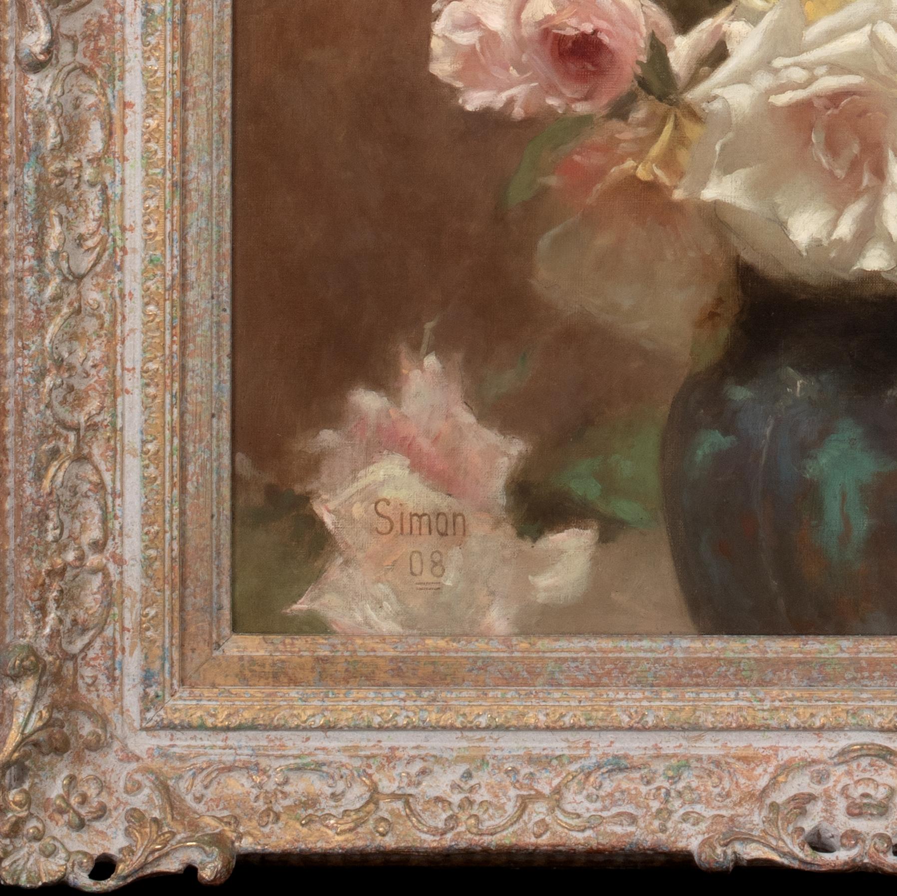 Still Life Of Summer Roses, dated 1908   by LUCIEN SIMON (1861-1905) For Sale 1