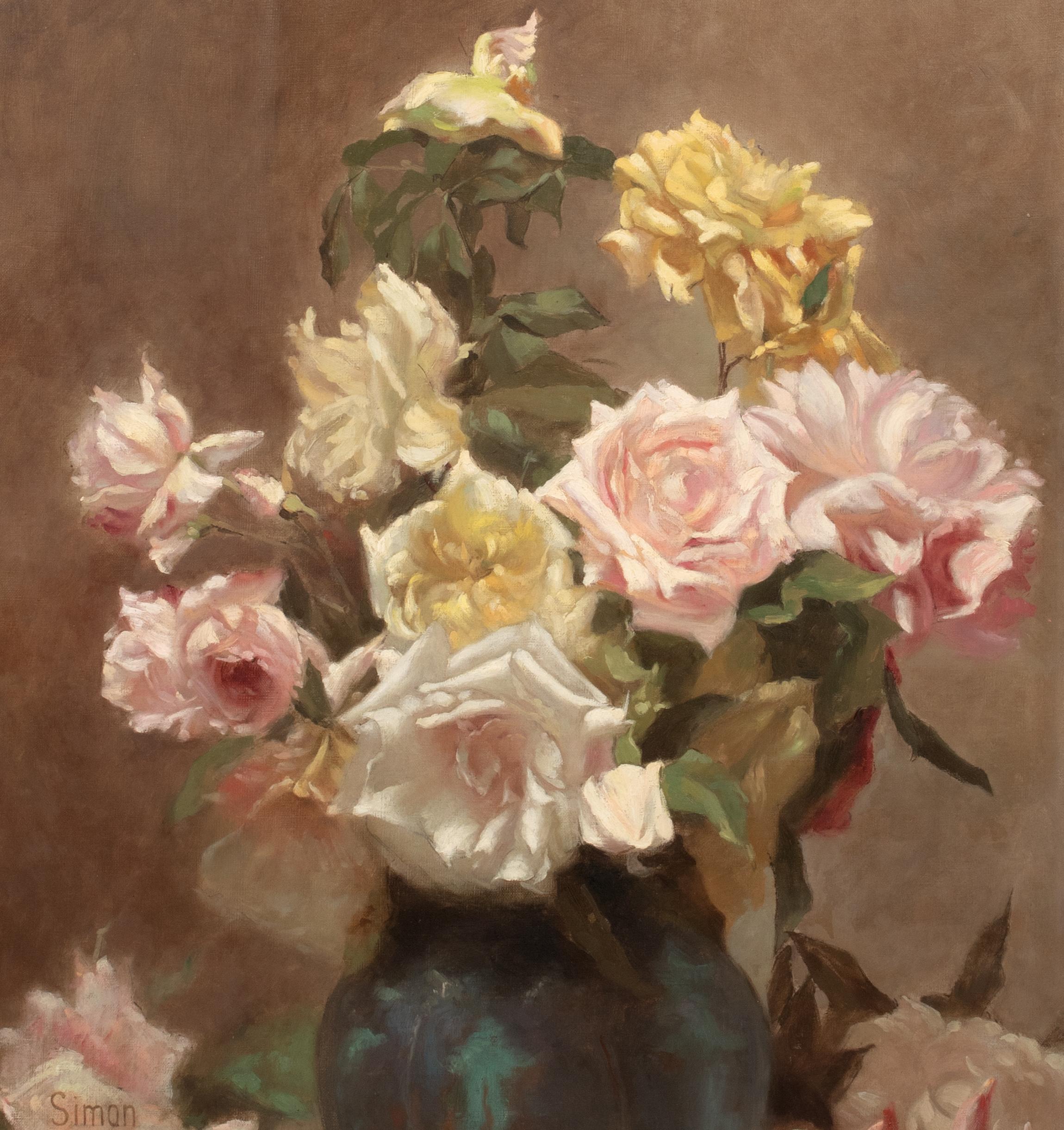 Still Life Of Summer Roses, dated 1908   by LUCIEN SIMON (1861-1905) For Sale 2