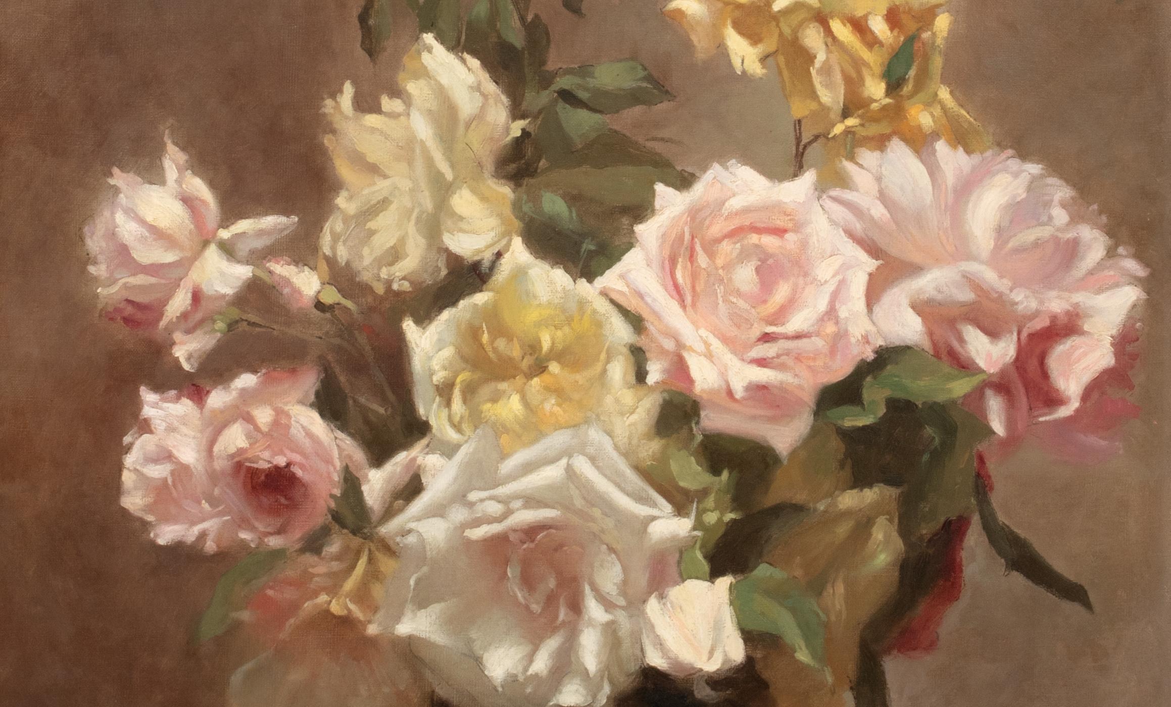 Still Life Of Summer Roses, dated 1908   by LUCIEN SIMON (1861-1905) For Sale 3
