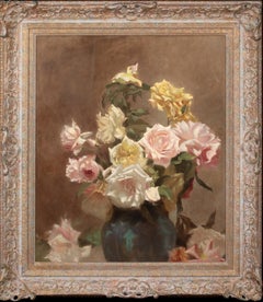 Antique Still Life Of Summer Roses, dated 1908   by LUCIEN SIMON (1861-1905)