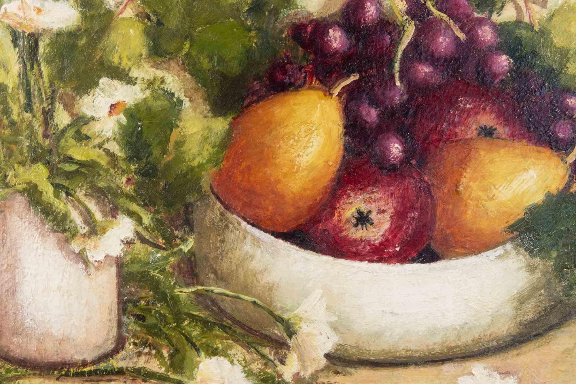 Nature morte - Peinture à l'huile - 1990 - Painting de Unknown