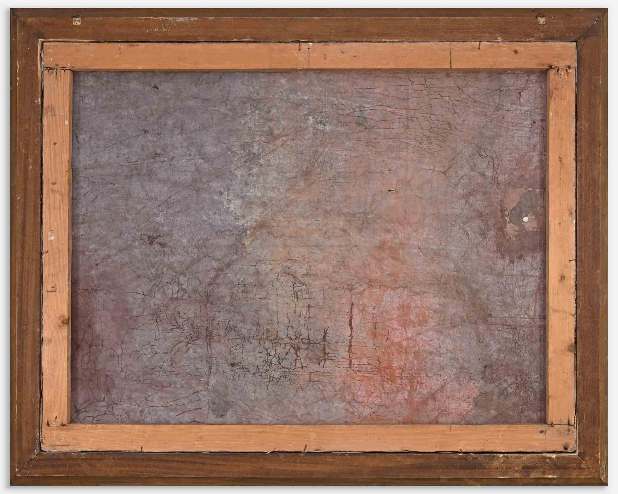 Naturaleza muerta sobre una mesa - Pintura al óleo sobre lienzo - Siglo XX - Painting Moderno de Unknown