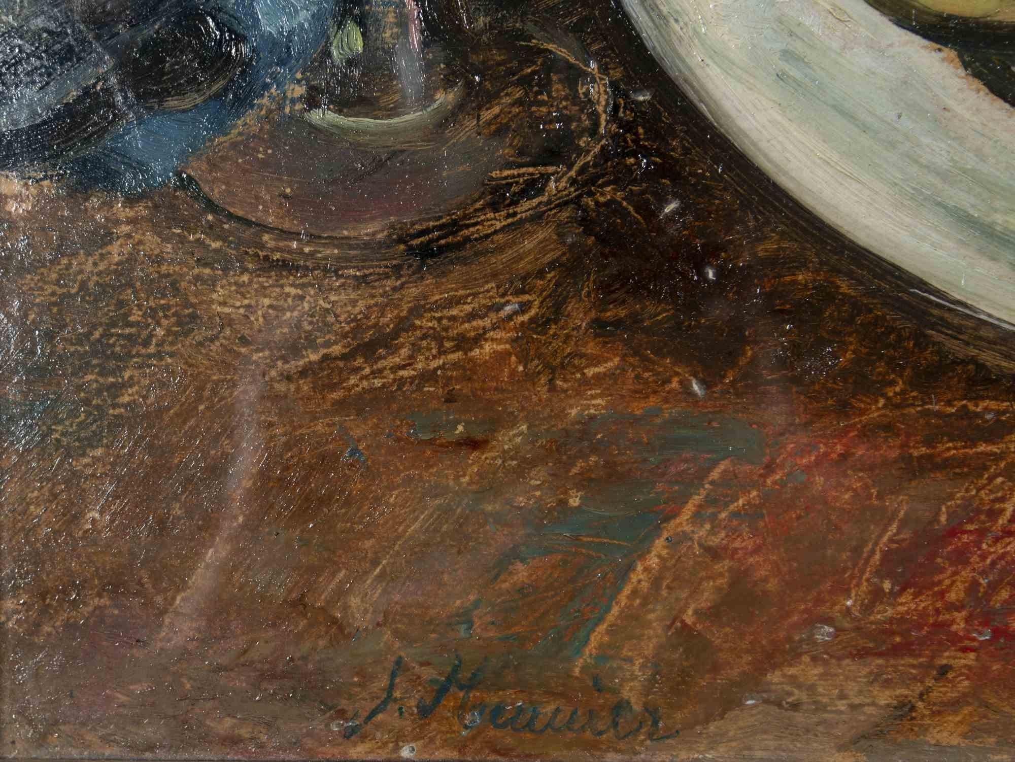 Stillleben – Öl auf Karton – Mitte des 20. Jahrhunderts (Moderne), Painting, von Unknown