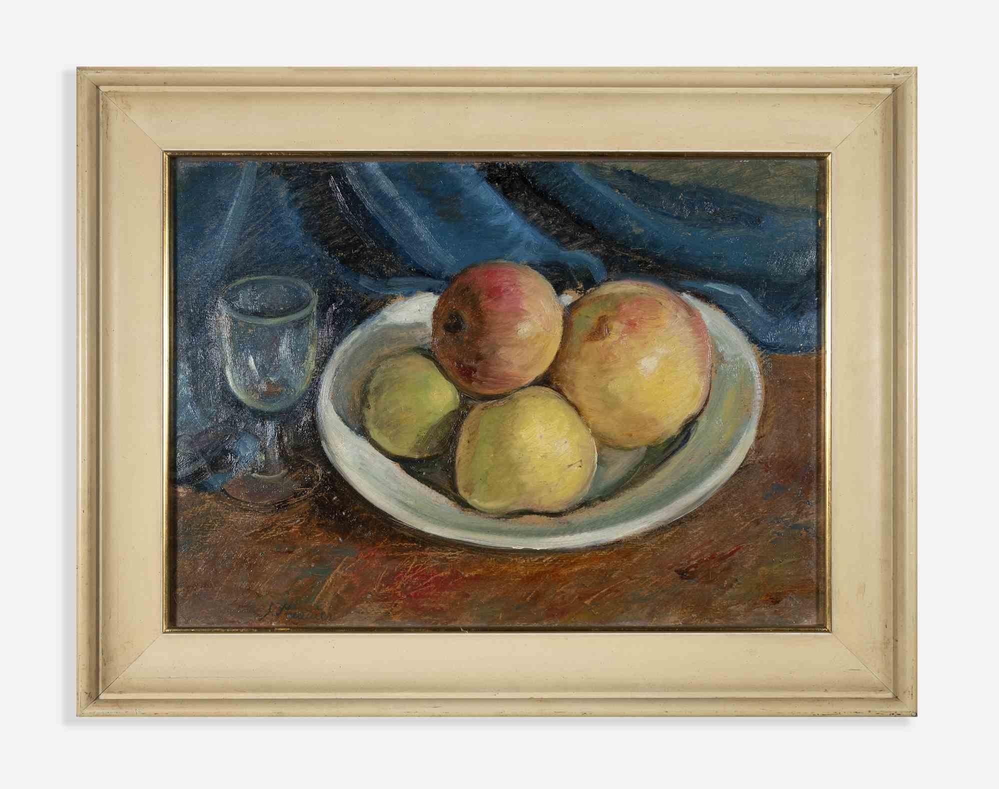 Unknown Figurative Painting - Still Life - Oil on board - Mid-20th Century