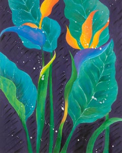 Stillleben Original Öl auf Leinwand "The Crane Flower"