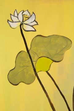 Still Life Original Oil On Canvas "White Lotus"