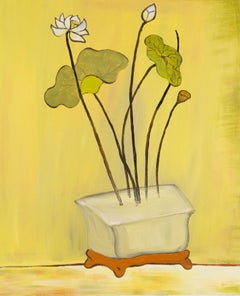 Still Life Original Oil On Canvas "White Lotus"