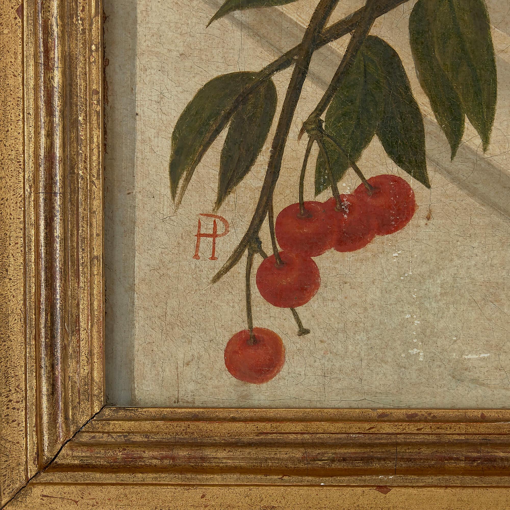 Still life painting of fruit in a basket - Old Masters Painting by Unknown
