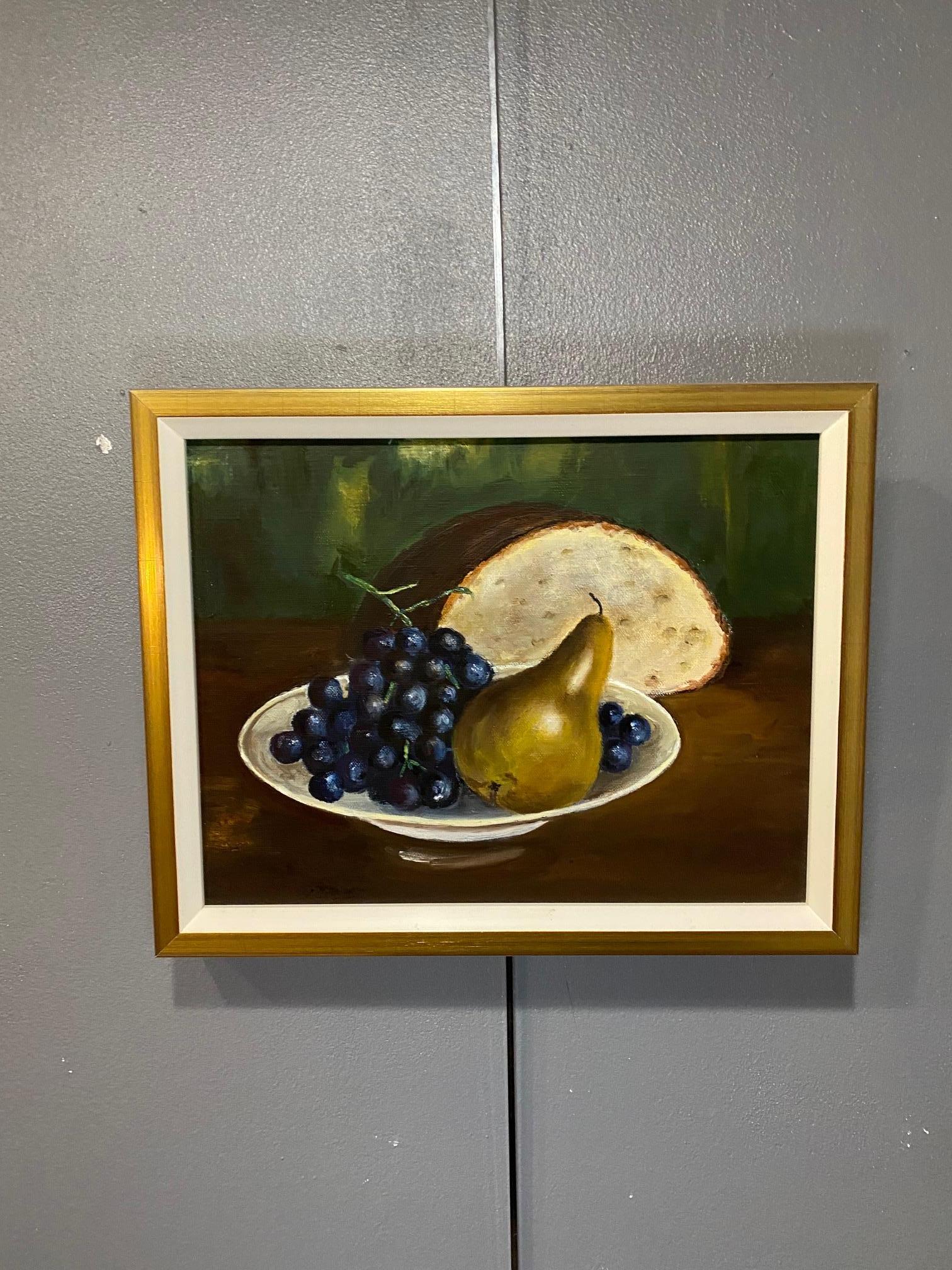 Still life pear and grape - Oil on canvas 25x30 cm - Academic Painting by Unknown