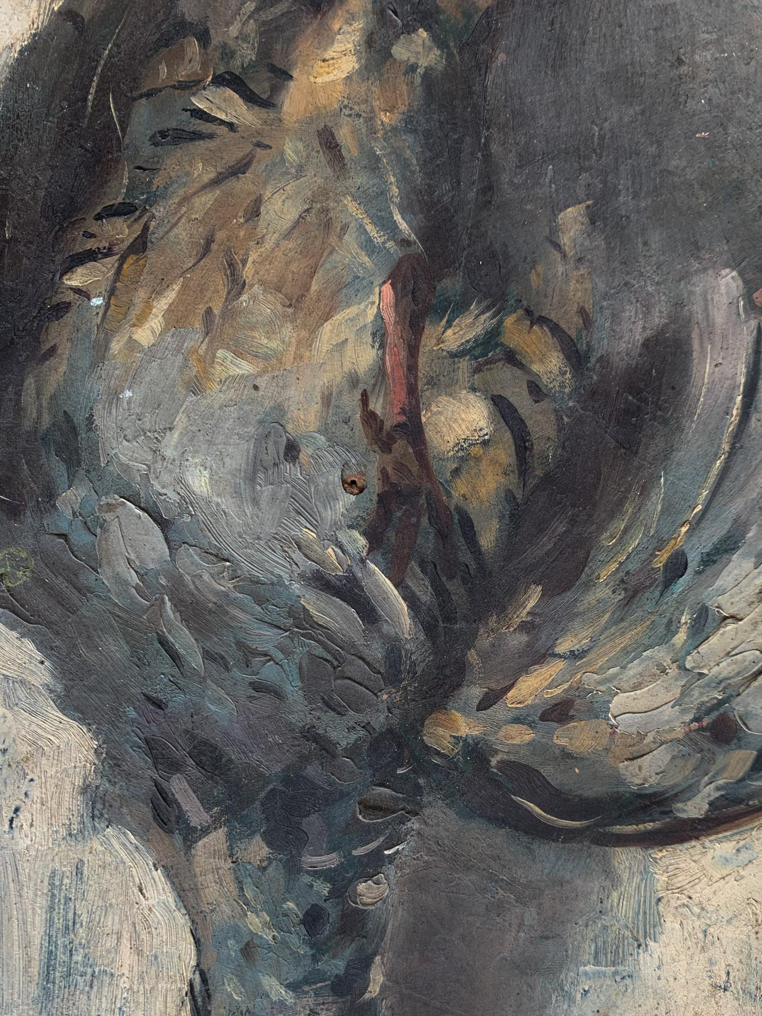 Stillleben Skizze von frisch gepflücktem Wild hängend Öl auf Karton, 23 X 38 Cm im Angebot 3