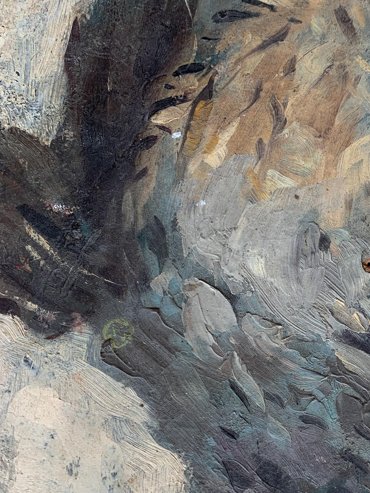 Stillleben Skizze von frisch gepflücktem Wild hängend Öl auf Karton, 23 X 38 Cm im Angebot 4