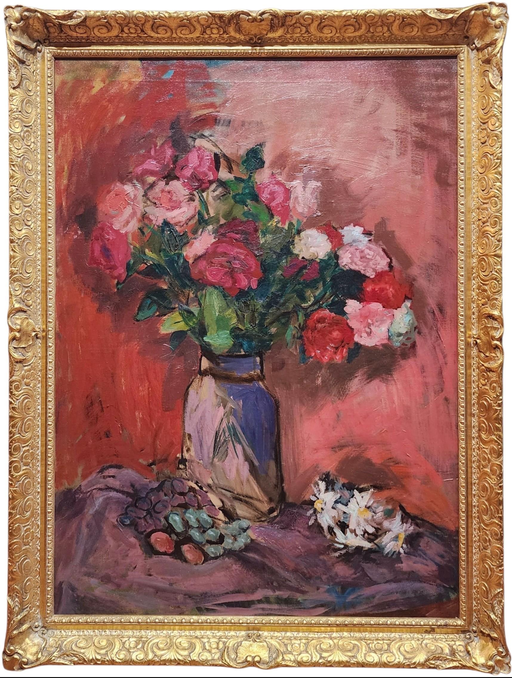 Nature morte, vibrante, colorée, peinture à l'huile vintage, Lovely