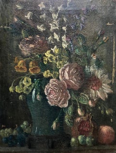 Still Life With A Bouquet Of Flowers, Oil On Canvas 19th Century