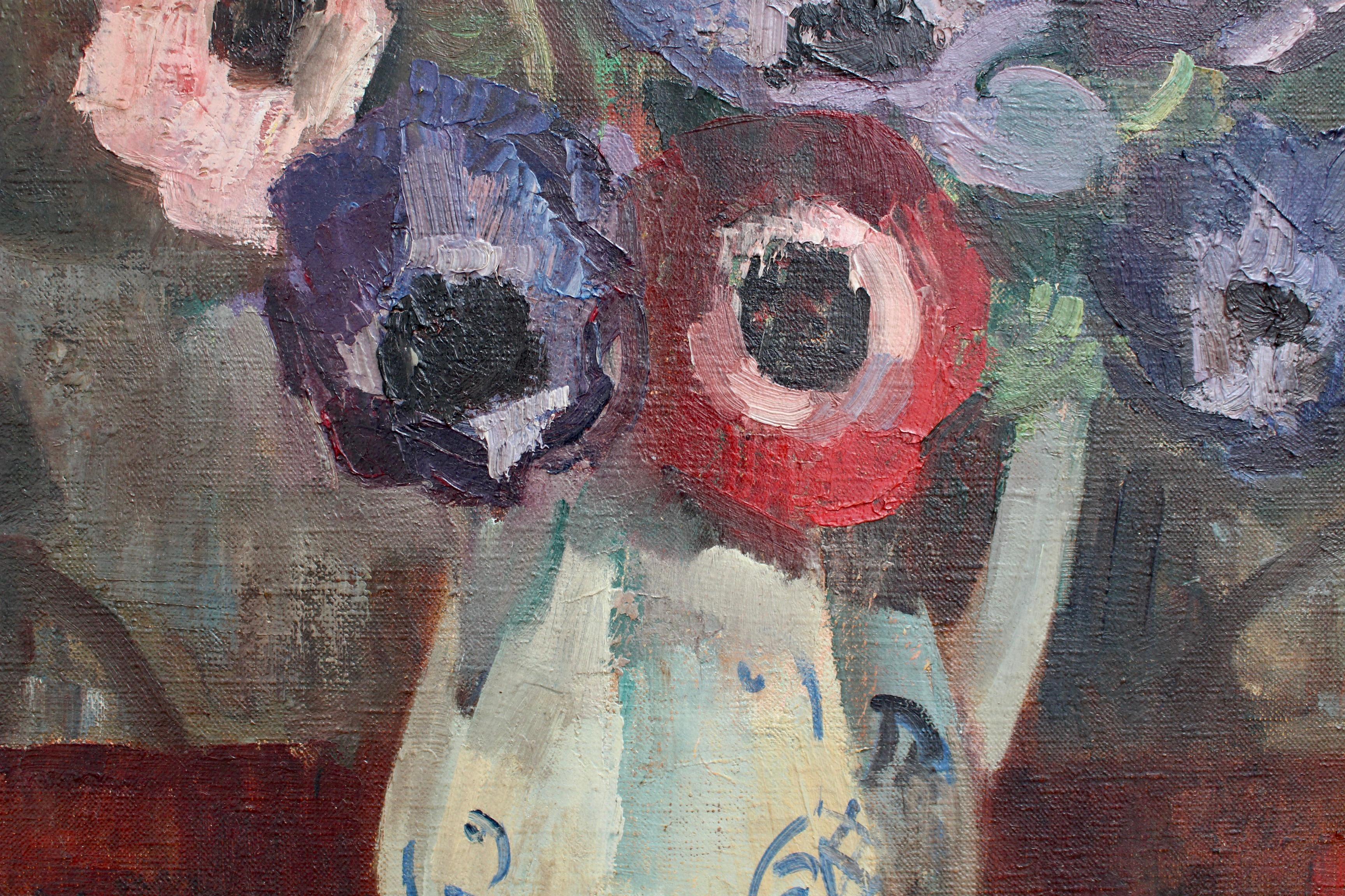 'Still Life with Anemones in Pitcher', French School 6