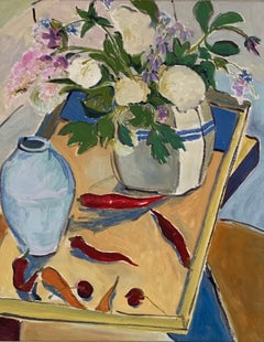 Still Life with Chillies, Contemporary Acrylic Painting, Framed, 1990s