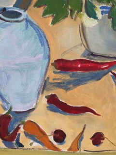 Still Life with Chillies, Contemporary Acrylic Painting, Framed, 1990s