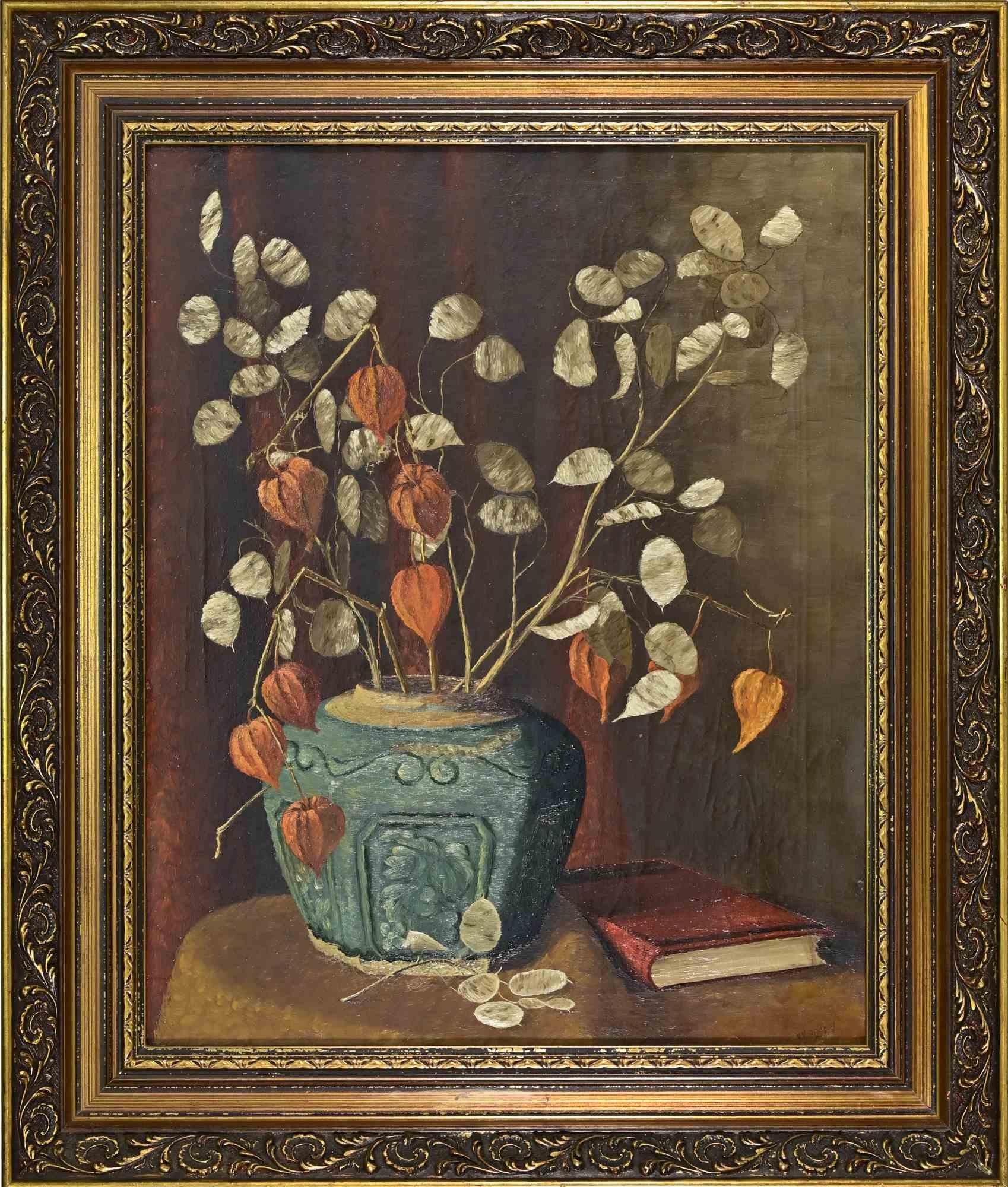 Still Life with Chinese Lanterns and a Book - Painting - mid-20th Century