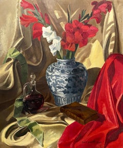 Still Life With Chinese Vase, Oil On Canvas