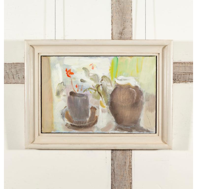Stillleben mit Steingutkrug von Clive Blackmore, 1998, Ölgemälde – Painting von Unknown
