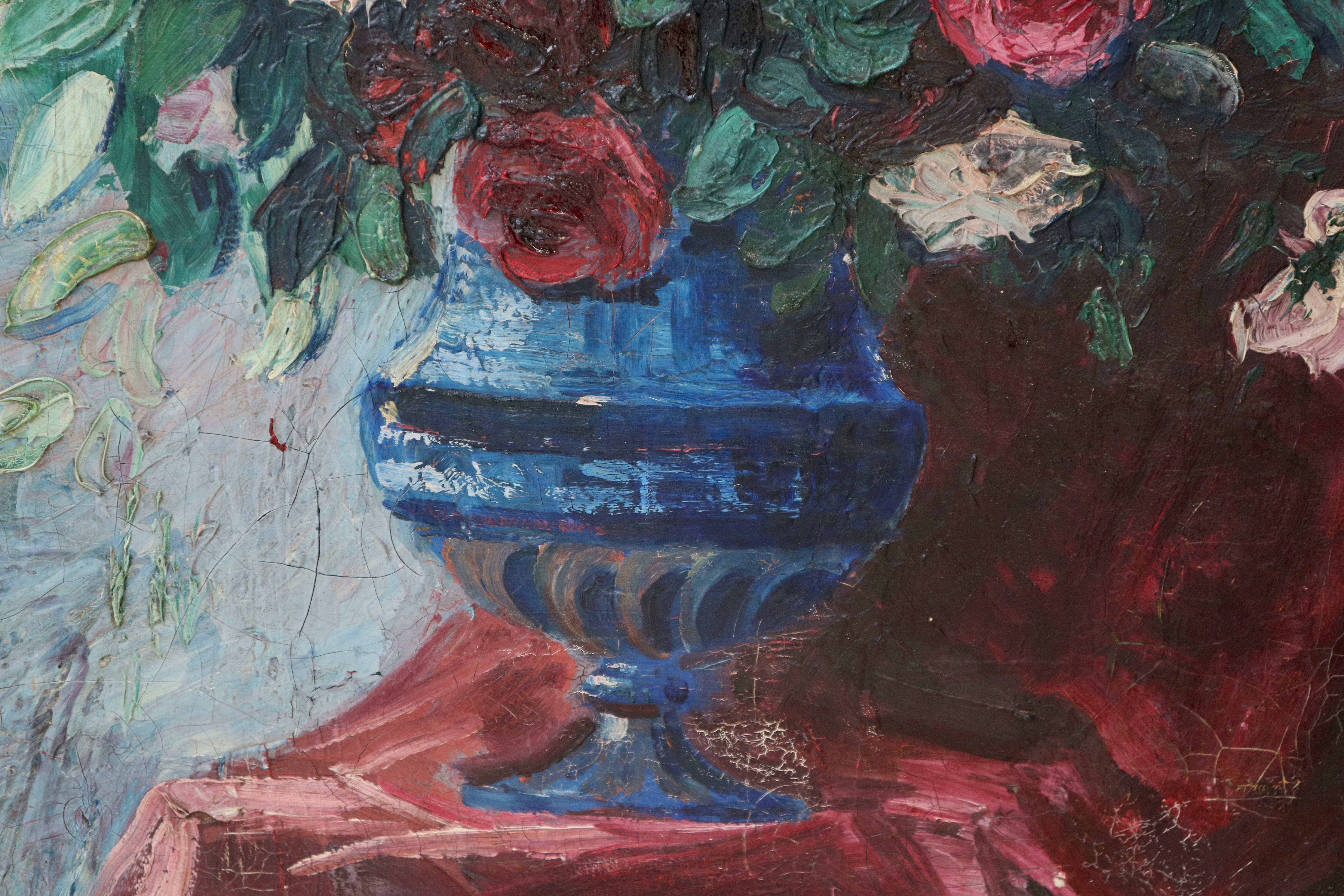 Französische Schule des Impressionismus, Stillleben mit Blumen (Post-Impressionismus), Painting, von Unknown