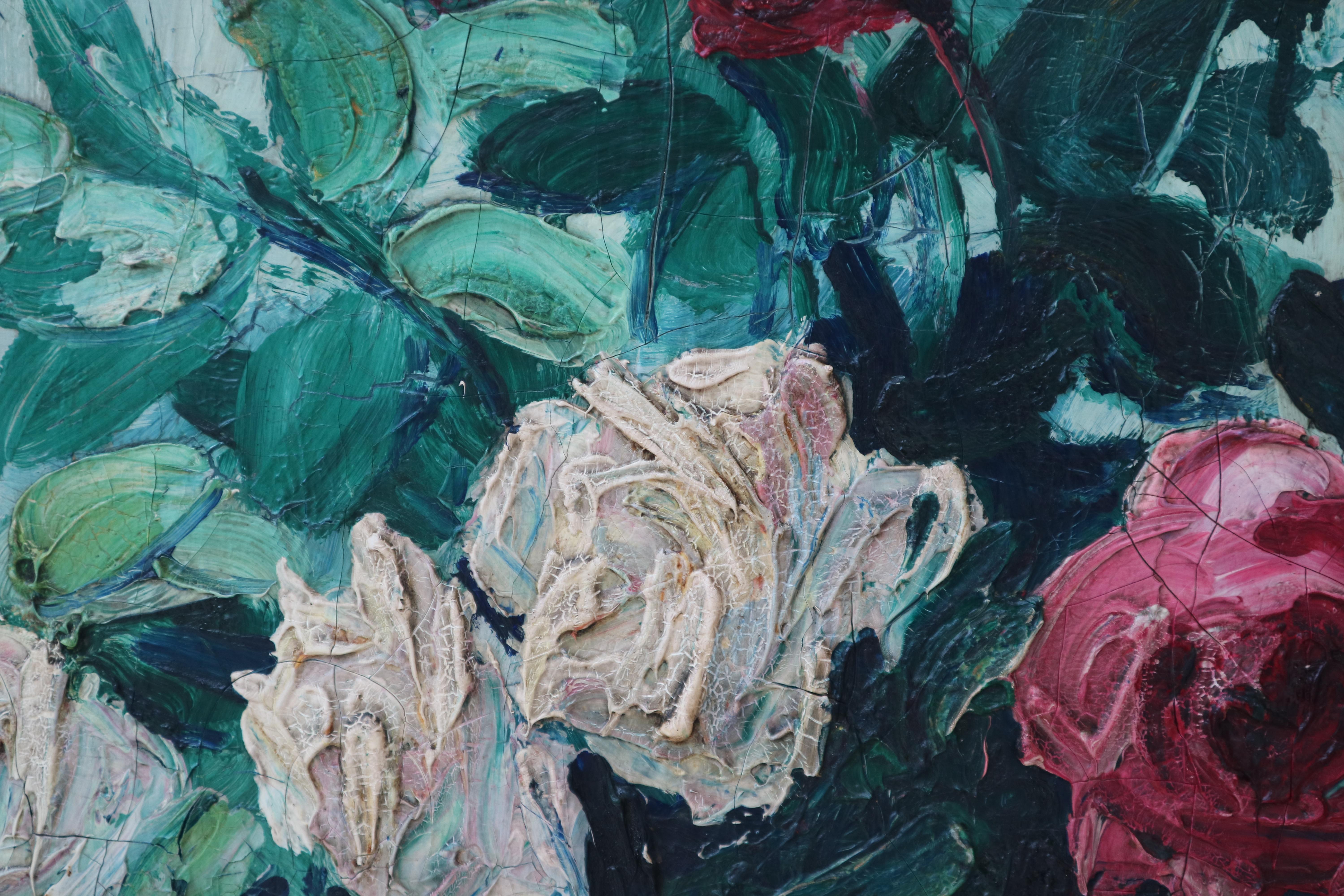Französischer Maler, Postimpressionist
Stillleben mit Blumen, Öl auf Leinwand 120x90 cm.

Provenienz: Pariser Privatsammlung

Das vorgeschlagene Gemälde stellt ein stolzes Beispiel der französischen postimpressionistischen Malerei dar, die reinen