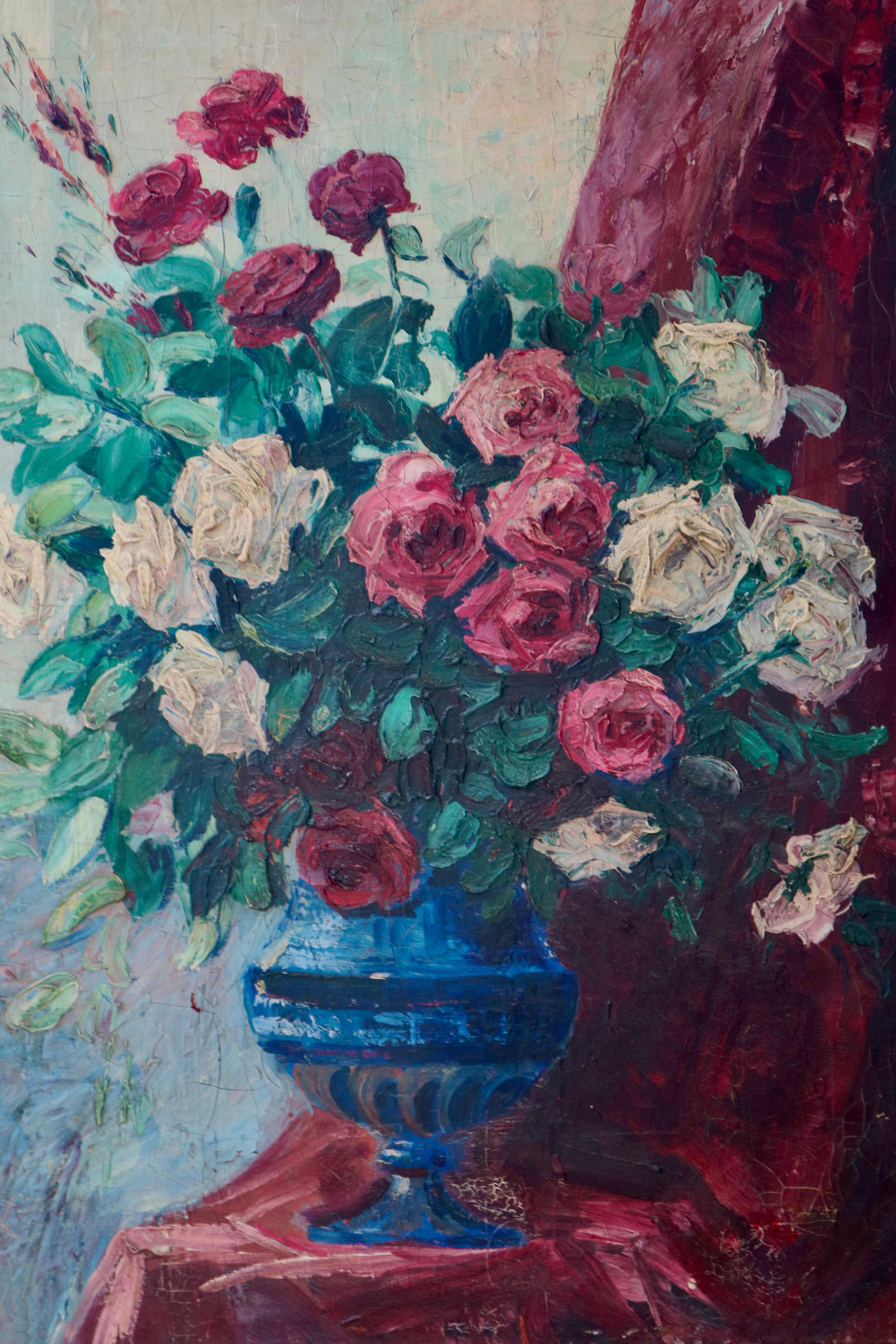 Unknown Still-Life Painting – Französische Schule des Impressionismus, Stillleben mit Blumen