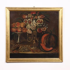 Still Life with Flowers, Fruit and Goldfinch, 1700s, oil paint