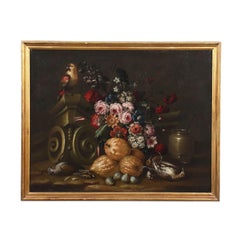 Antique Still Life with Flowers, Fruits and Animals
