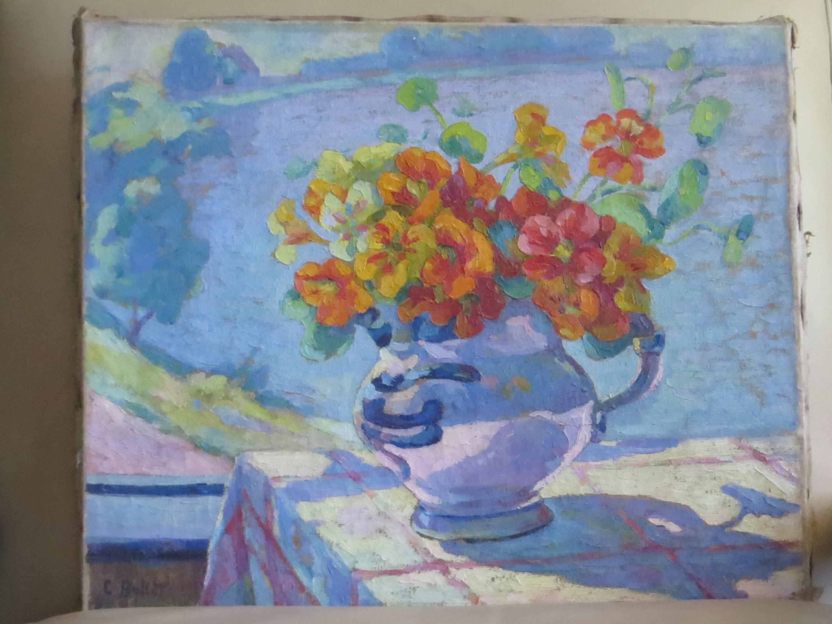 Still life with flowers oil on canvas For Sale 1