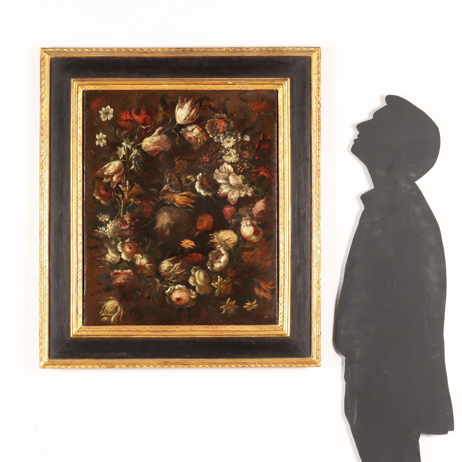 Still Life with Flowers Oil on Canvas Italy XVIII Century - Painting by Unknown