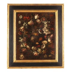 Still Life with Flowers Oil on Canvas Italy XVIII Century