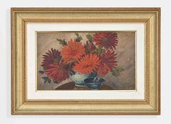 Antique Still Life with Flowers  - Oil Paint - Mid-20th Century