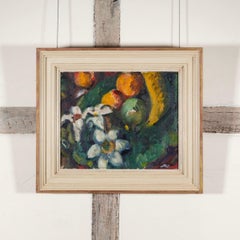 Still life with Fruit and Flowers, Oil on Canvas by Matthew Smith, 1950s Circa