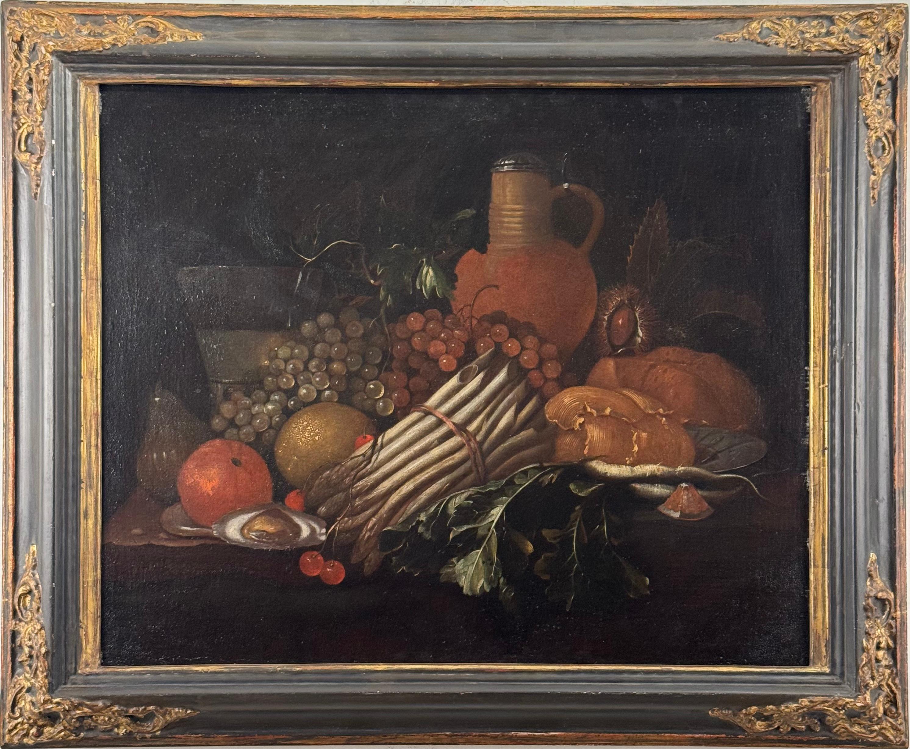 "Still Life with Fruits", 17th Century Oil on Canvas by Flemish School